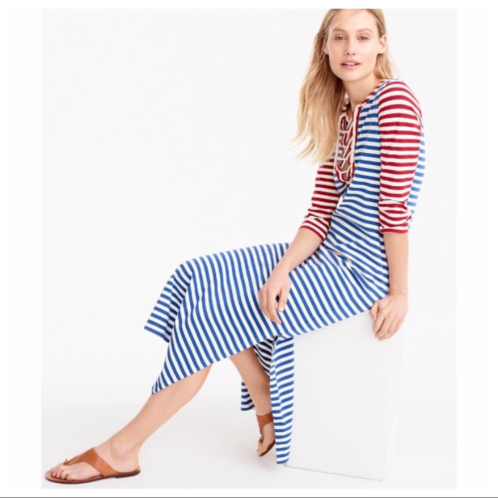 ⚡️SALE⚡️NWT J.CREW Striped Lace-Up Dress